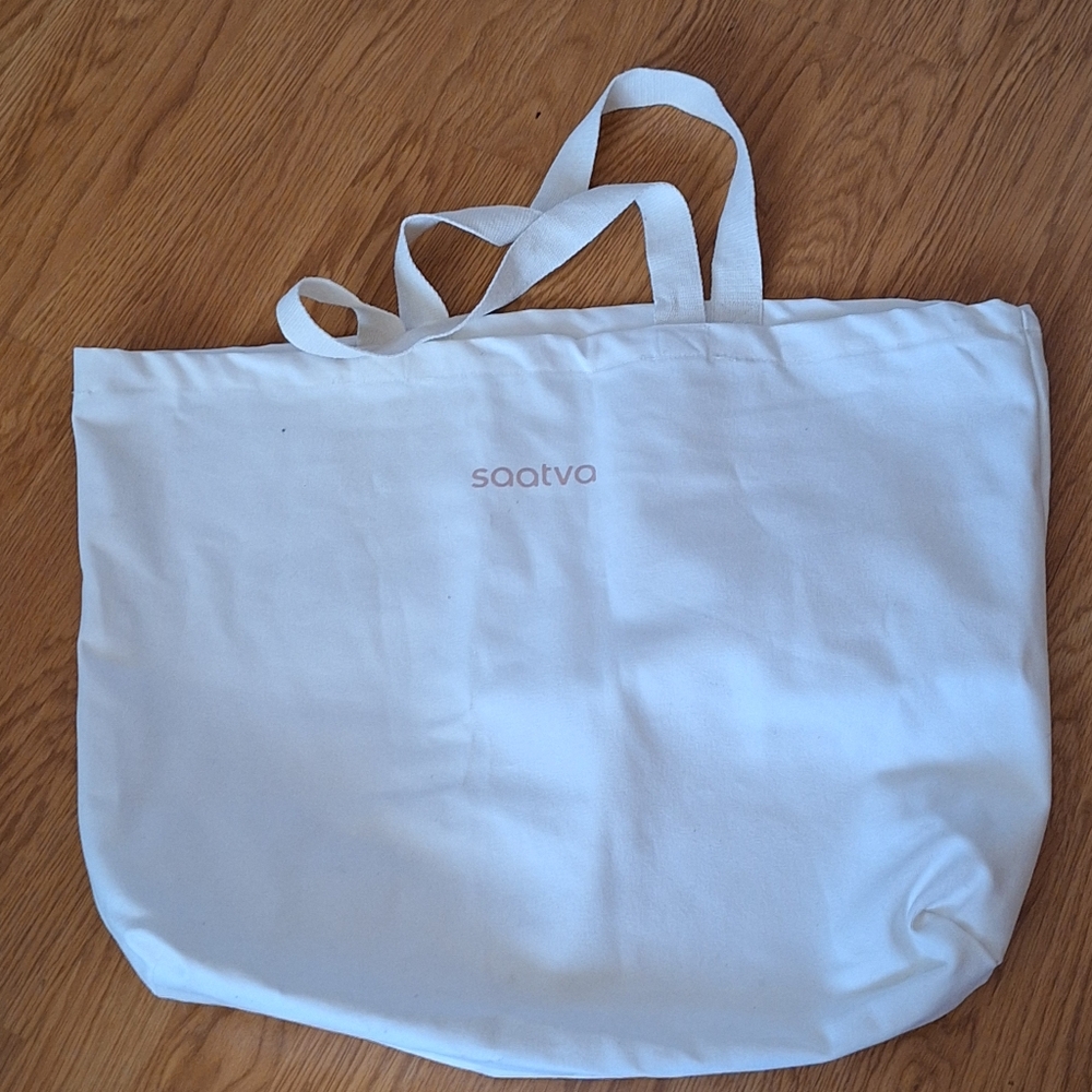 Saatva large canvas bag.